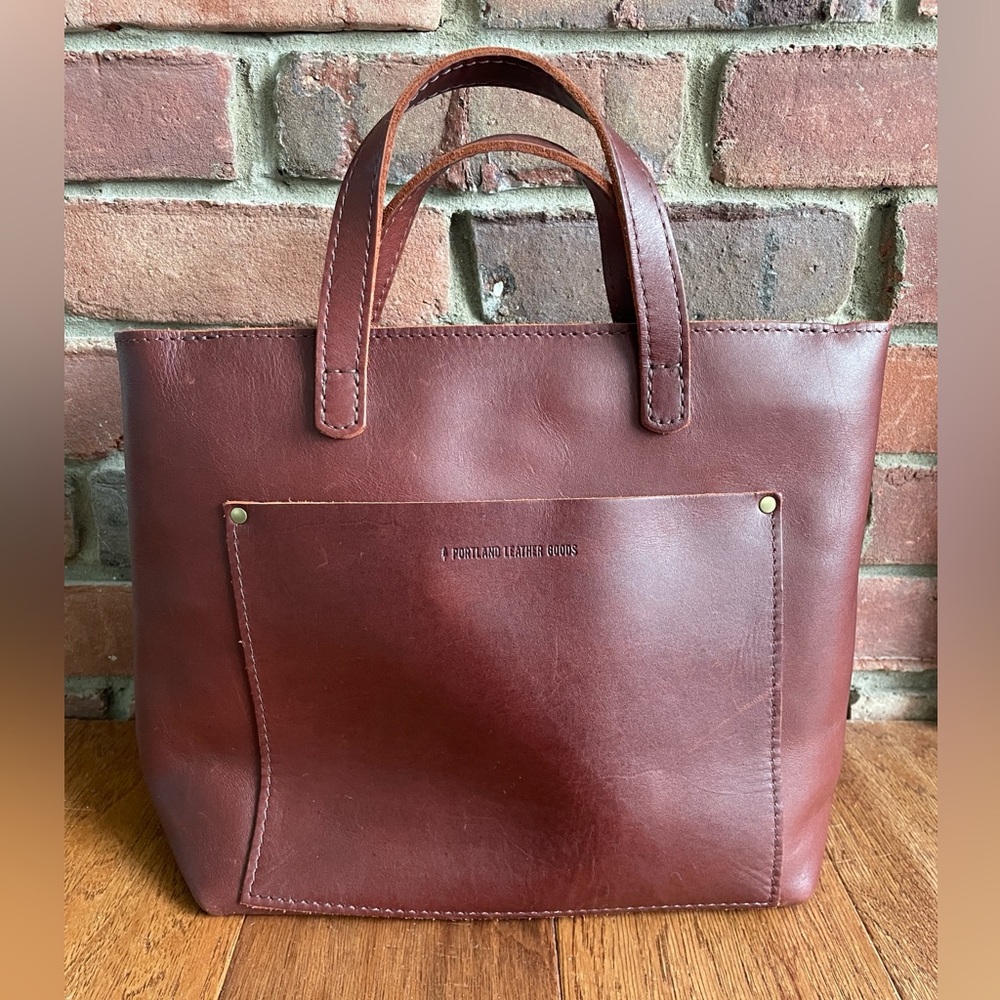Portland Leather Goods Medium Tote with zipper in Cognac
